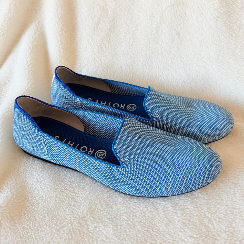 Rothy's Blue Knit Slip-On Flats